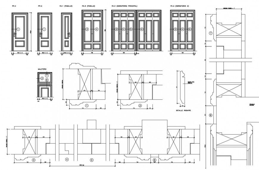 2d cad drawing of detailed big doors AutoCAD software