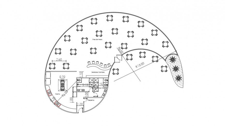 2D CAD Drawing of Outdoor Dining Area in DWG File Format
