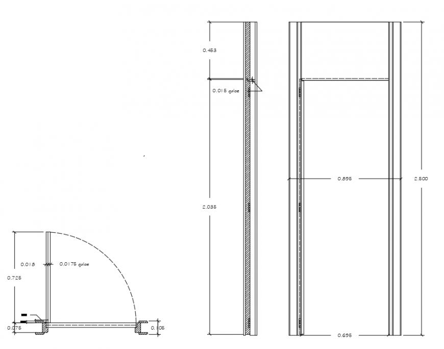2d cad drawing of door connectivity autocad software