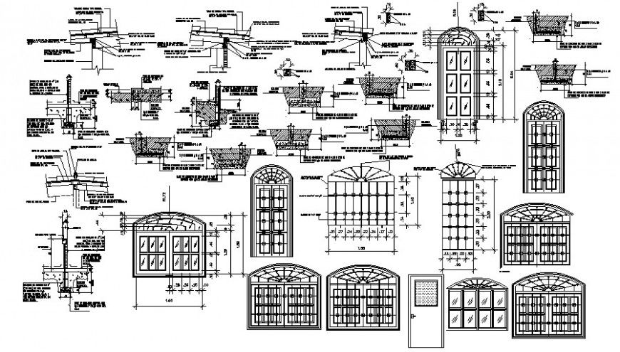 2d cad drawing of door design round details auto cad software