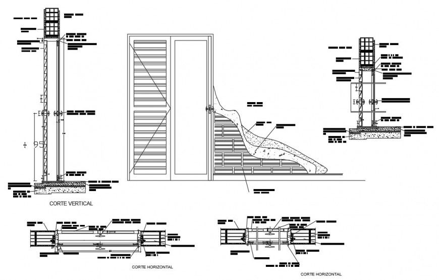 2d cad drawing of door elevation and construction autocad software