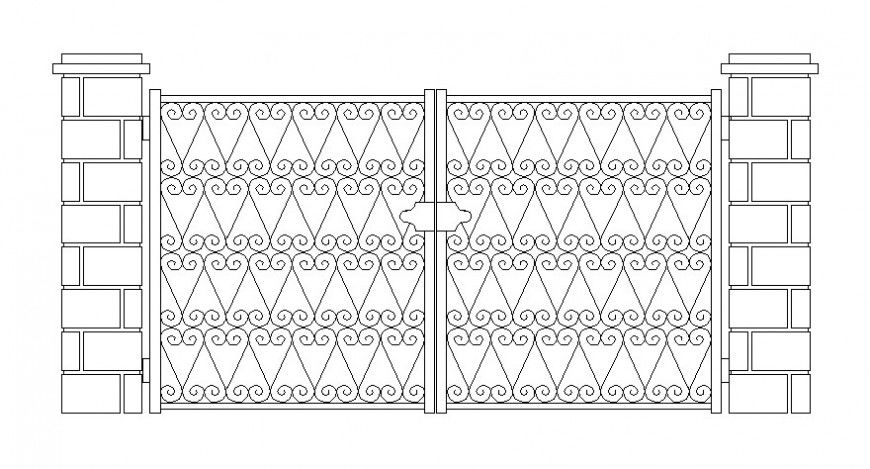 2d cad drawing of door panel main gate auto cad software