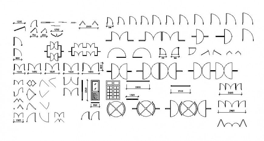 2d cad drawing of door symbol auto cad software