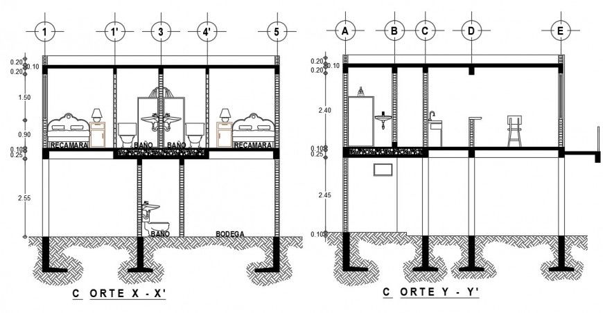 2d cad drawing of duplex house elevation autocad software