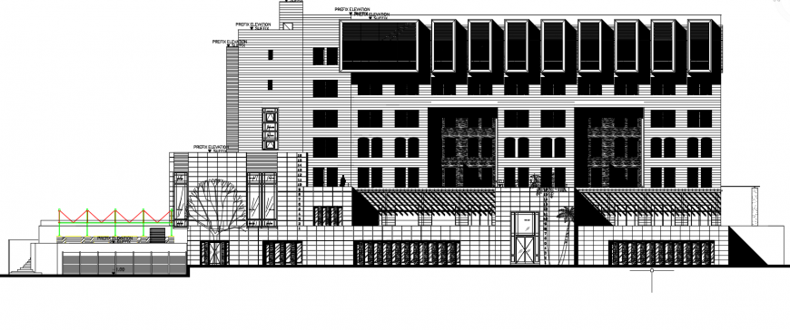 2d cad drawing of eastern elevation autocad software