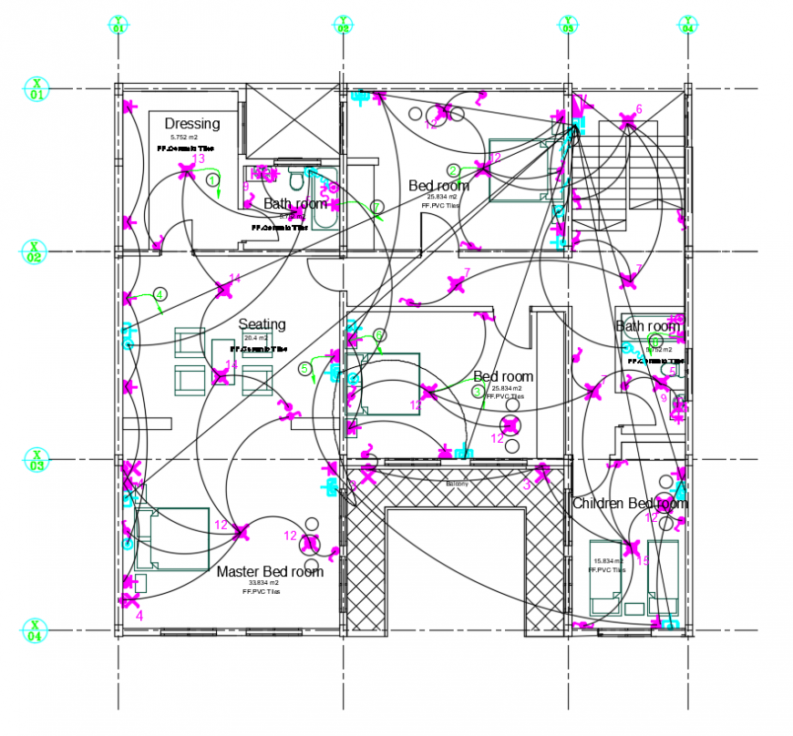 2d cad drawing of electrical installation of residential house autocad software