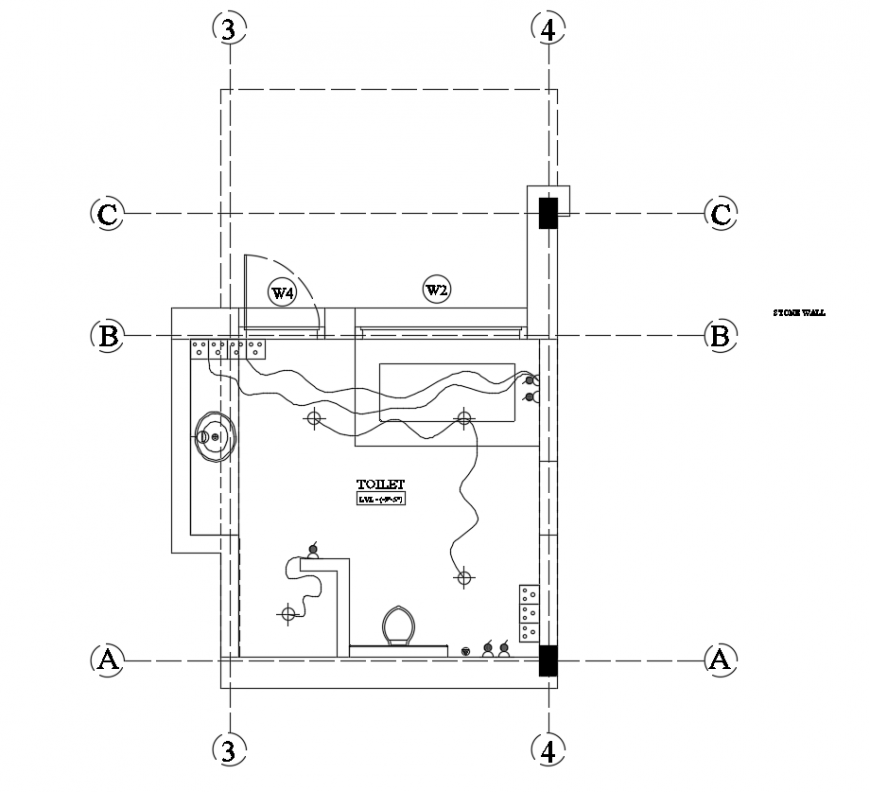 2d cad drawing of electrical plan of bathroom autocad software