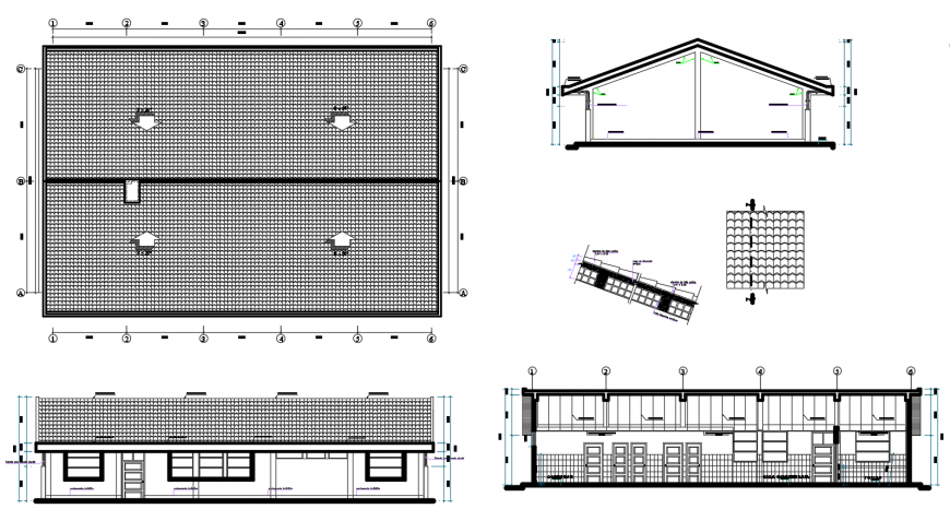 2d cad drawing of elevation and roof elevation autocad software
