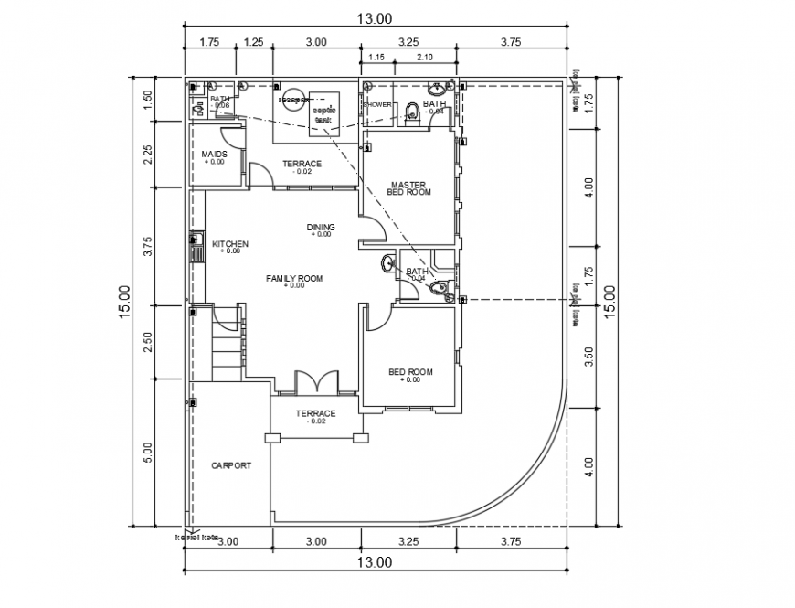 2d cad drawing of elevation right house plan autocad software