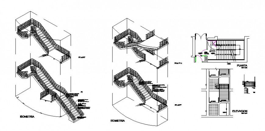 2d cad drawing of Emergency staircase plan detail auto cad software