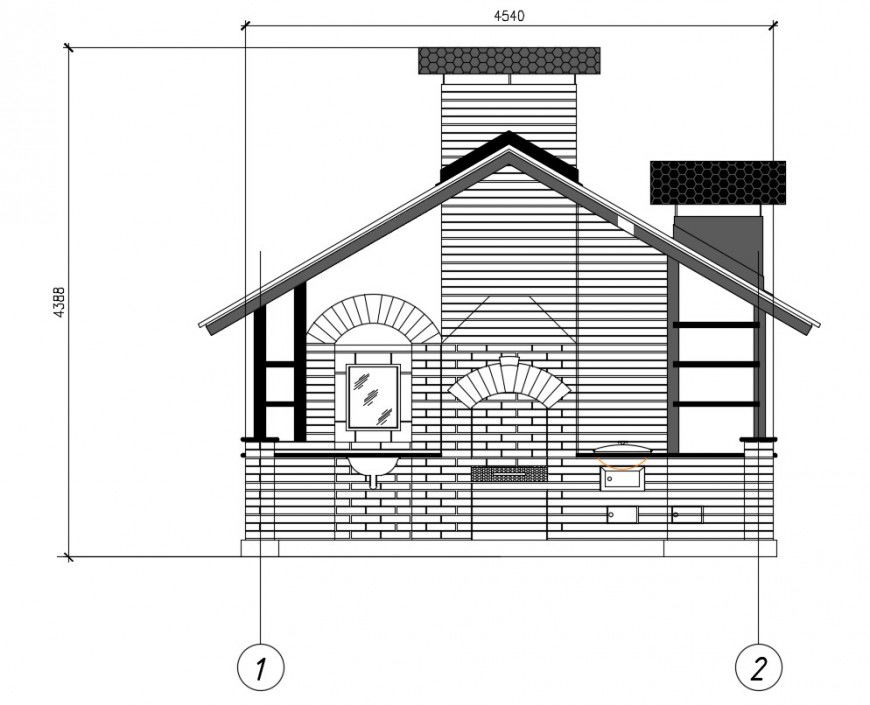 2d cad drawing of exterior barbeque autocad software