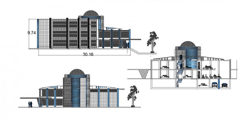 2d cad drawing of exterior bulding autocad