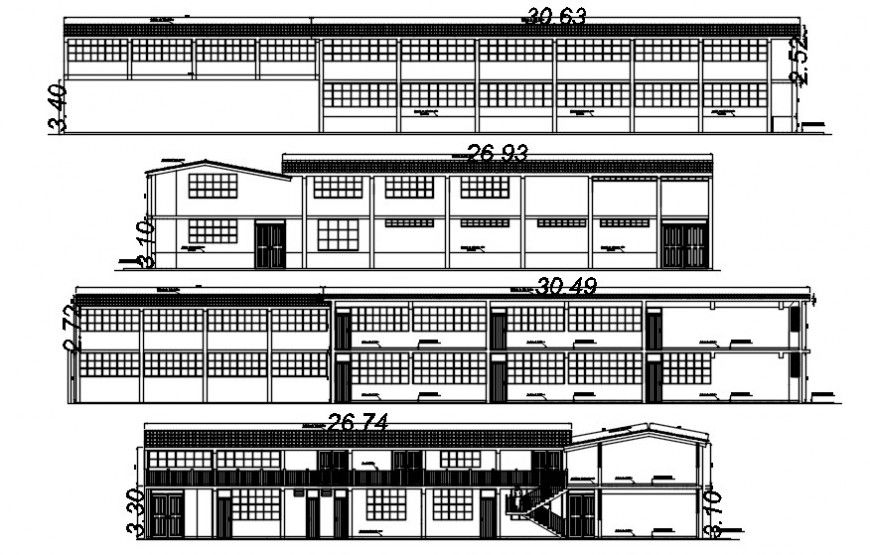2d cad drawing of exterior elevation draw autocad software
