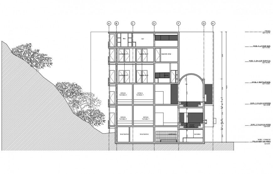 2d cad drawing of exterior plan level autocad software