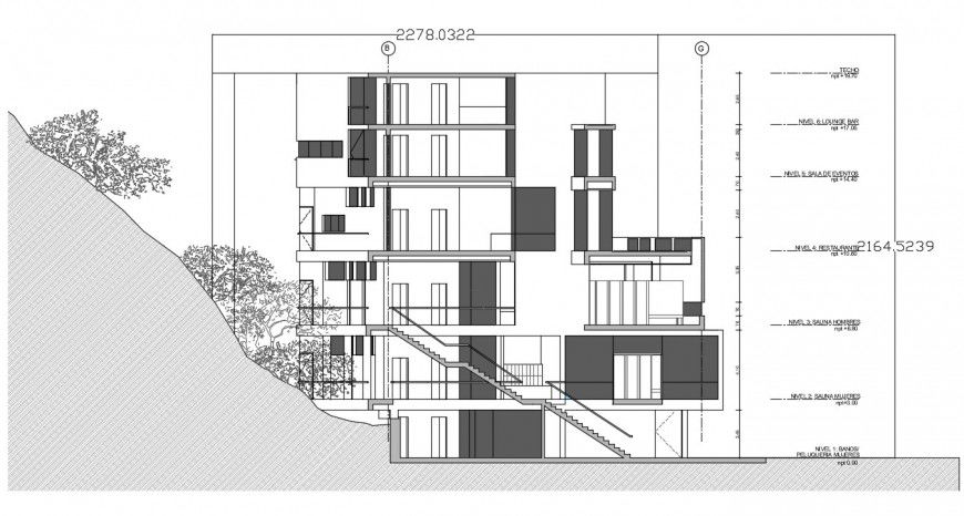 2d cad drawing of exterior section autocad software