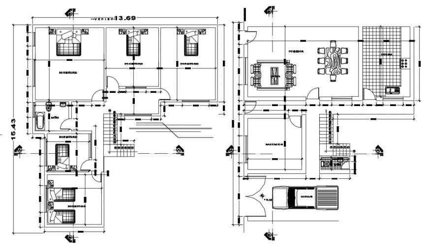 2d cad drawing of five bedroom plan autocad software