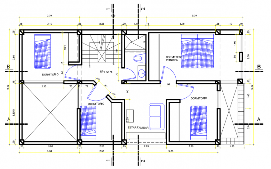 2d cad drawing of floor 2 furniture autocad software