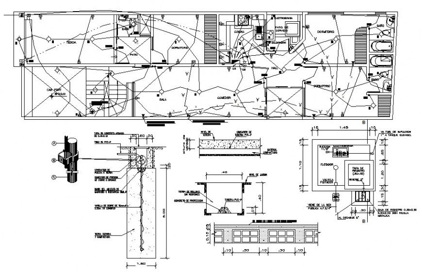 2d cad drawing of floor exterior electrical autocad software