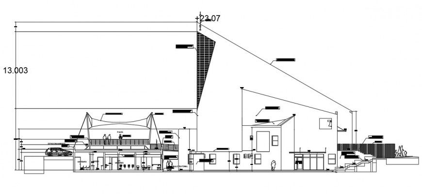 2d cad drawing of floor level industrial elevation autocad software