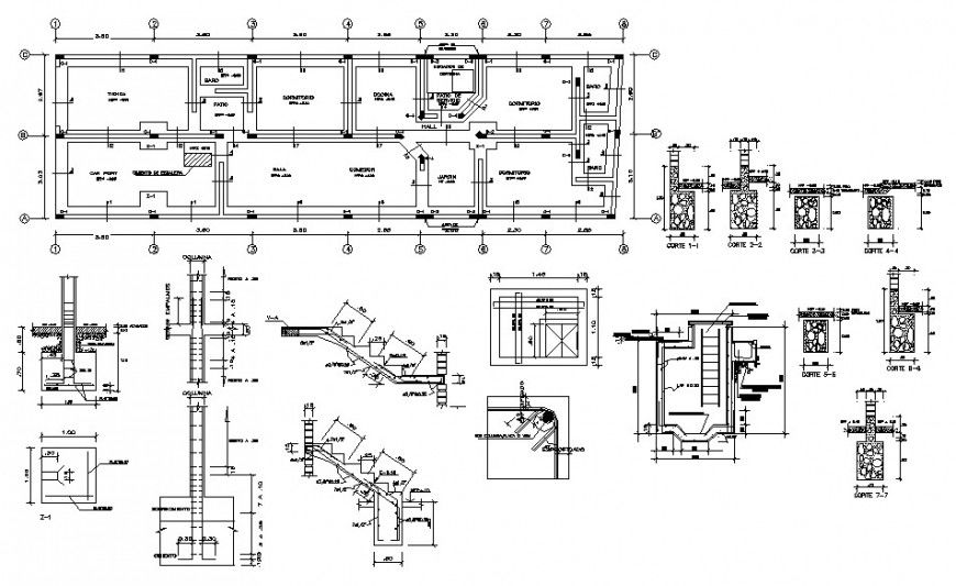 2d cad drawing of floor part elevation