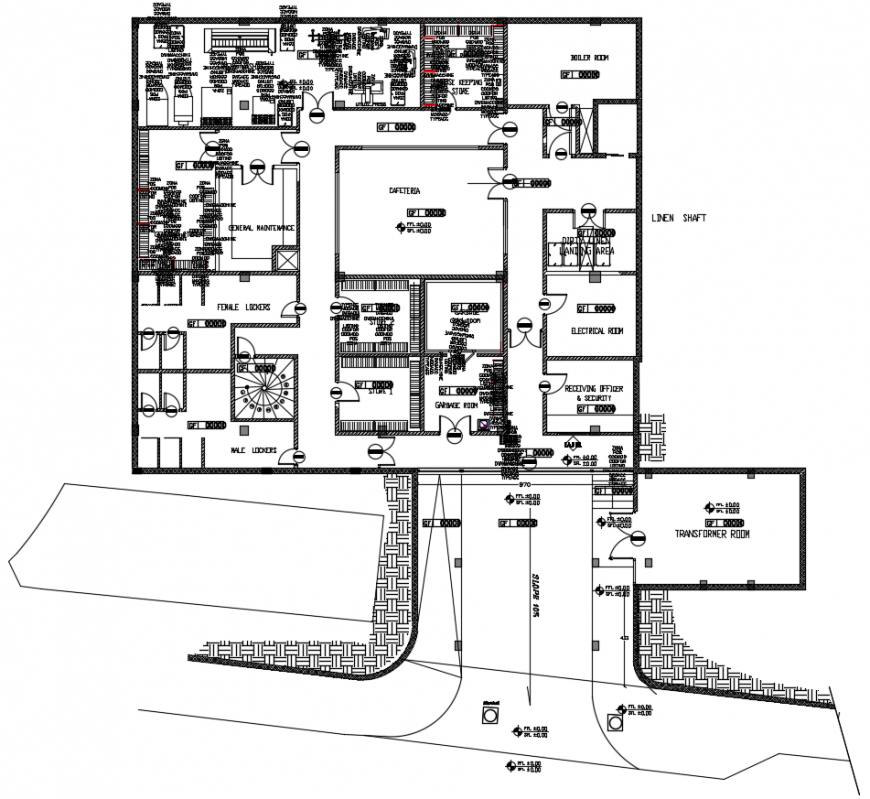 2d cad drawing of floor plan business lounge autocad software
