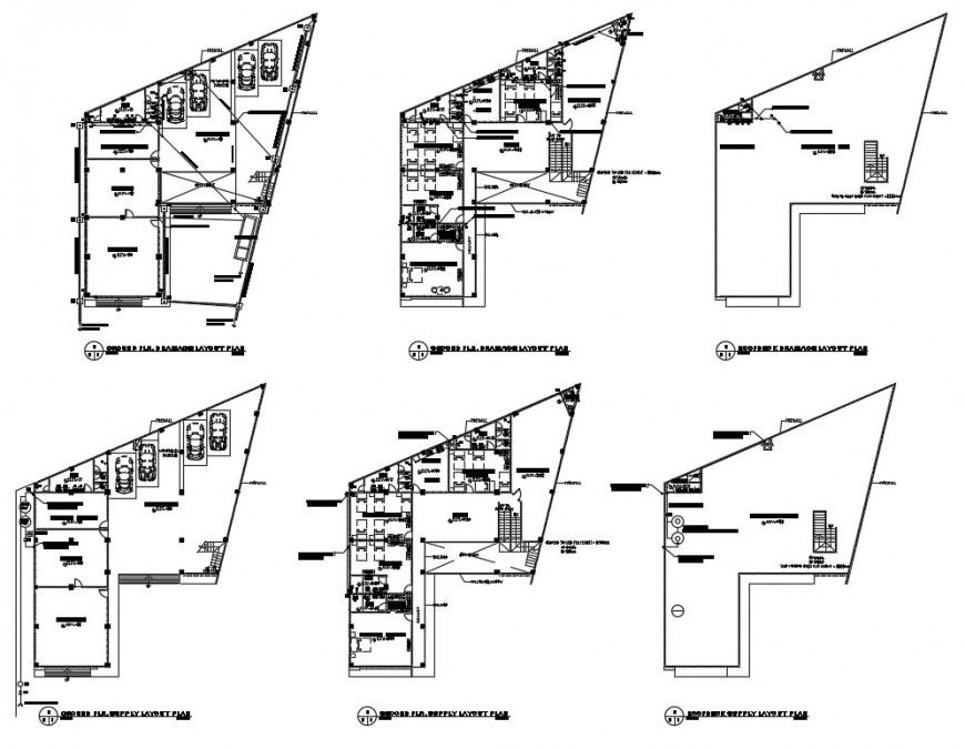 2d cad drawing of floor wise plumbing layout plan autocad software
