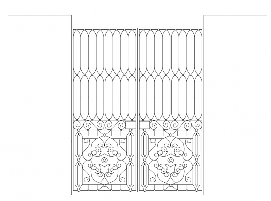 2d cad drawing of forgets gate design autocad software