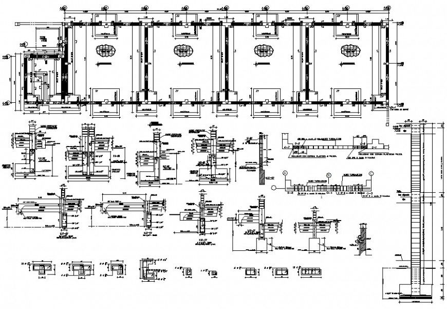 2d cad drawing of foundation and beam detail