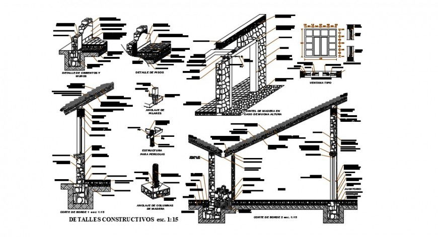 2d cad drawing of foundation and wall detail