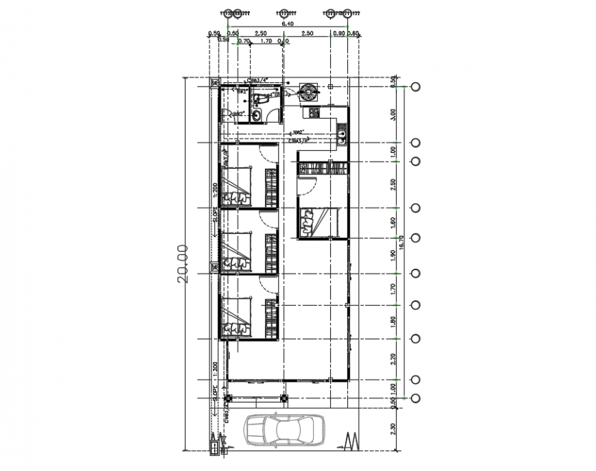 2d cad drawing of four bedroom house plan auto cad software