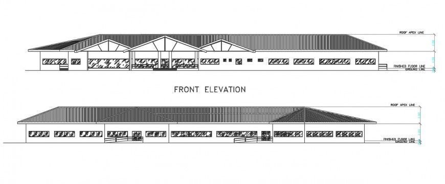 2d cad drawing of front elevation 5autocad software