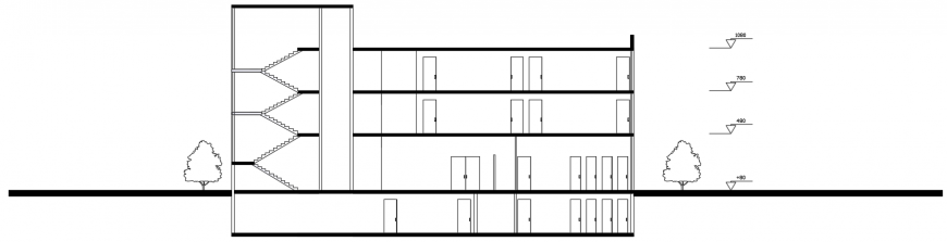 2d cad drawing of front elevation hotel autocad software
