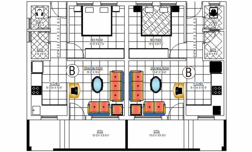2d cad drawing of furniture blocks autocad software