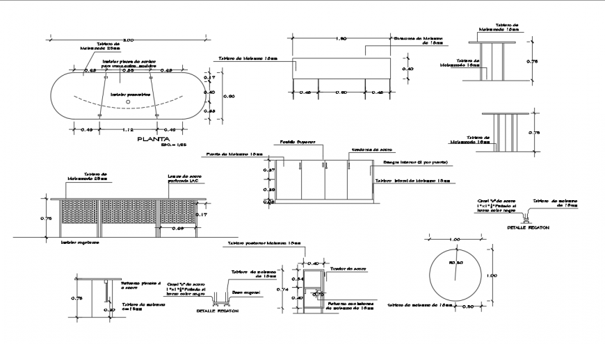 2d cad drawing of furniture detail autocad software