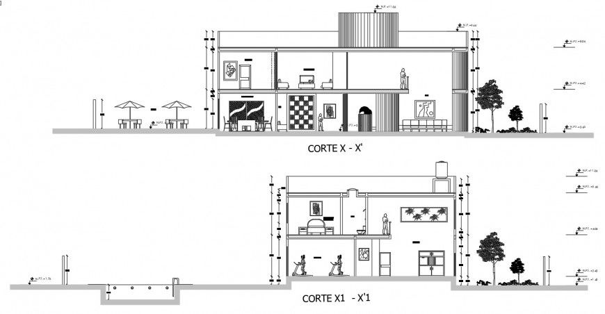 2d cad drawing of furniture exterior elevation autocad software