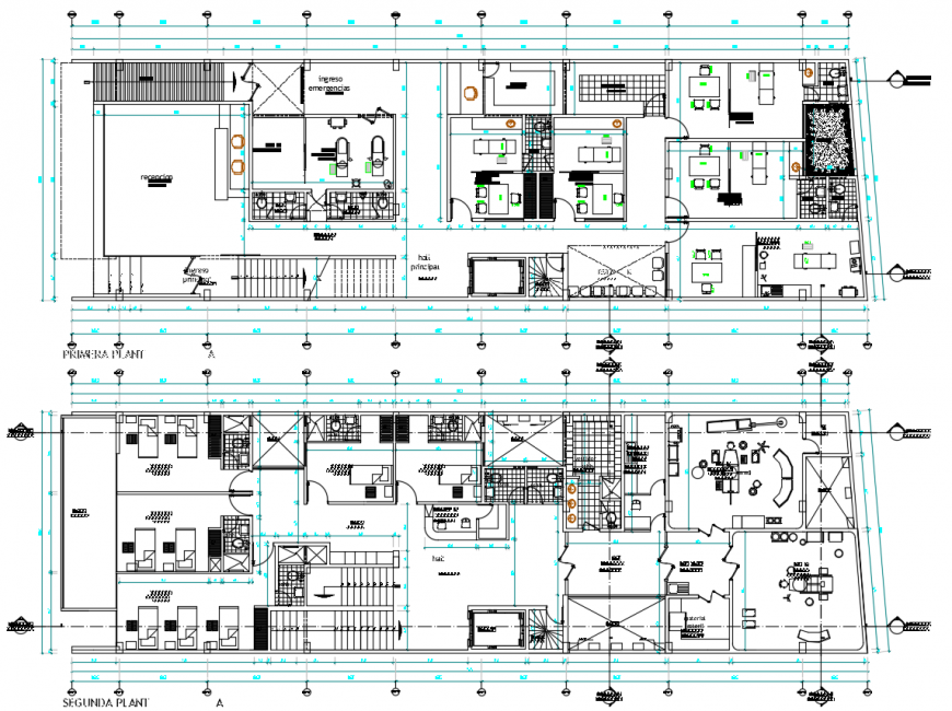 2d cad drawing of furniture layout of level 2 autocad software