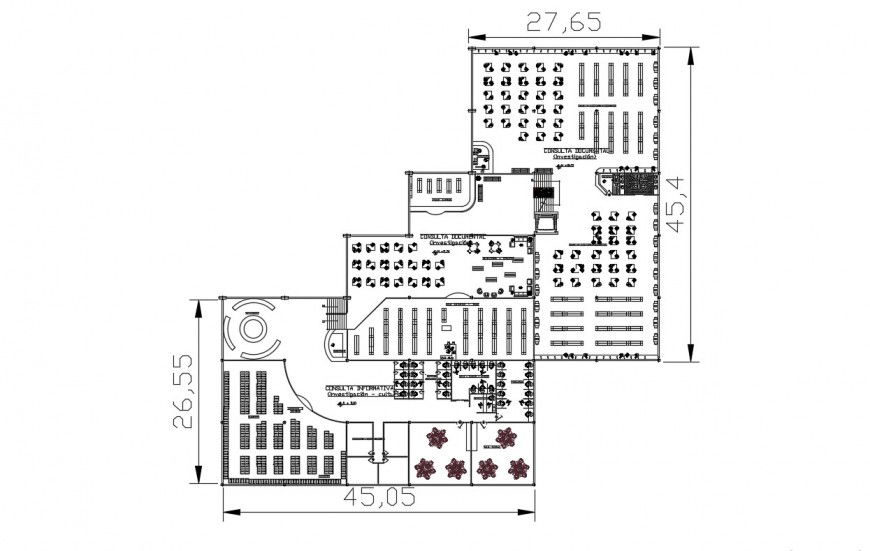 2d cad drawing of general library autocad software