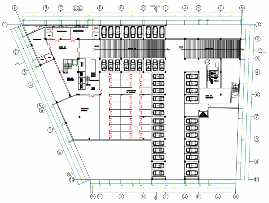 2d cad drawing of ground basement shopping mall autocad software