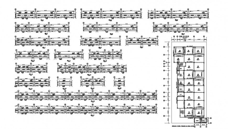2d cad drawing of ground floor beam detail autocad software