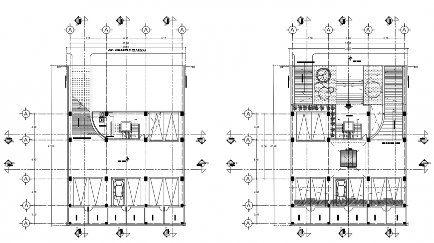 2d cad drawing of ground floor plan parking  autocad software
