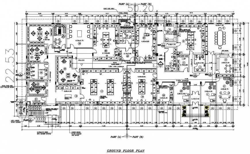 2d cad drawing of ground floor plan two-phase AutoCAD file