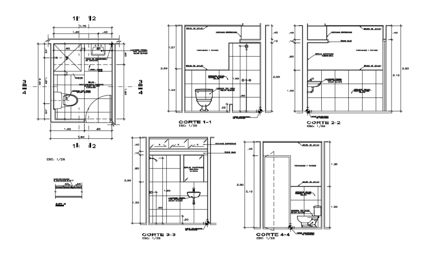2d cad drawing of guardian house toilet area autocad software