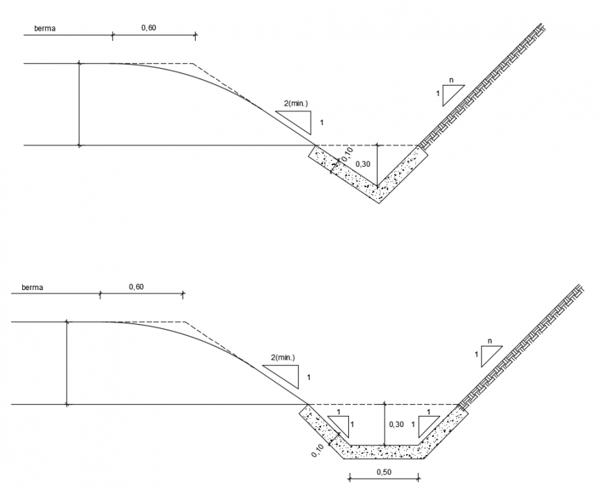 2d cad drawing of gutters autocad software
