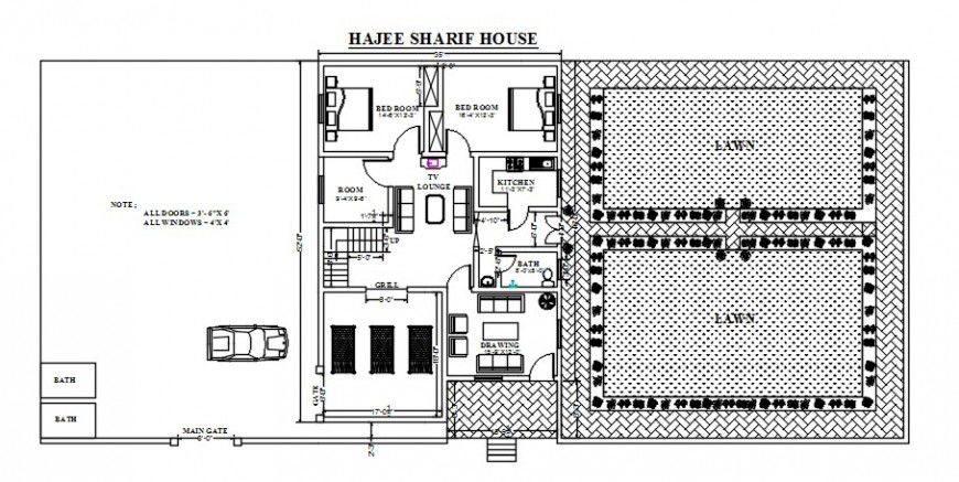 2d cad drawing of Hajee sharif house auto cad software