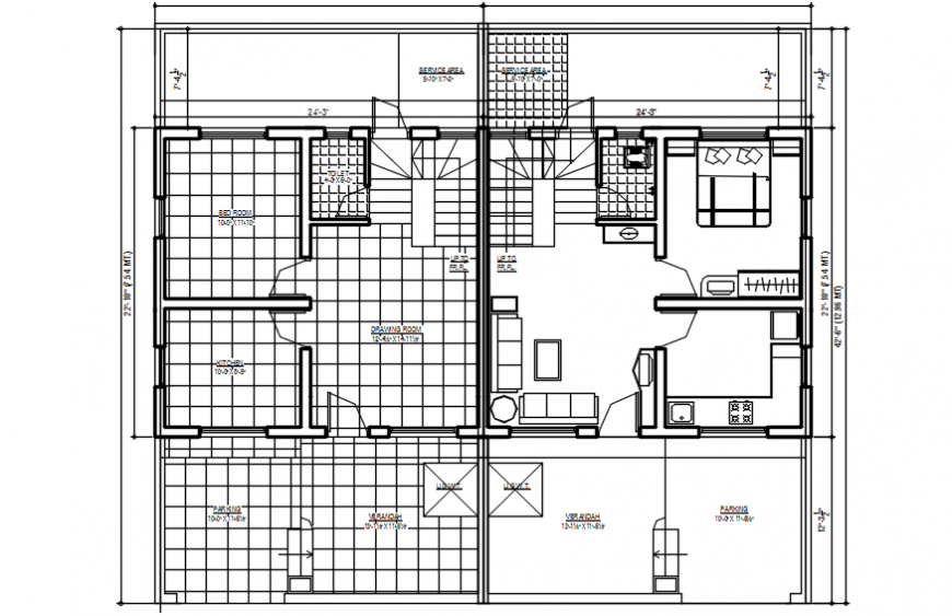 2d cad drawing of home first-floor plan autocad software