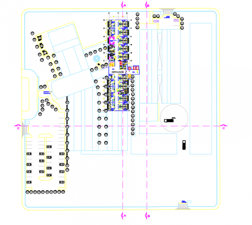 2d cad drawing of hospital garden plan autocad software