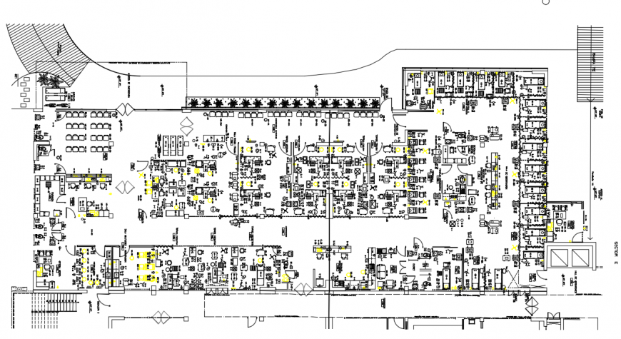 2d cad drawing of hospital second-floor auto cad software