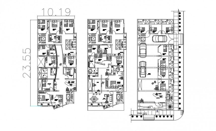 2d cad drawing of hostel elevation autocad file
