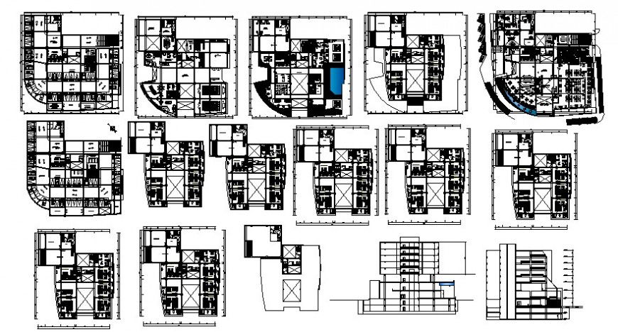 2d cad drawing of hotel elevation auto cad software