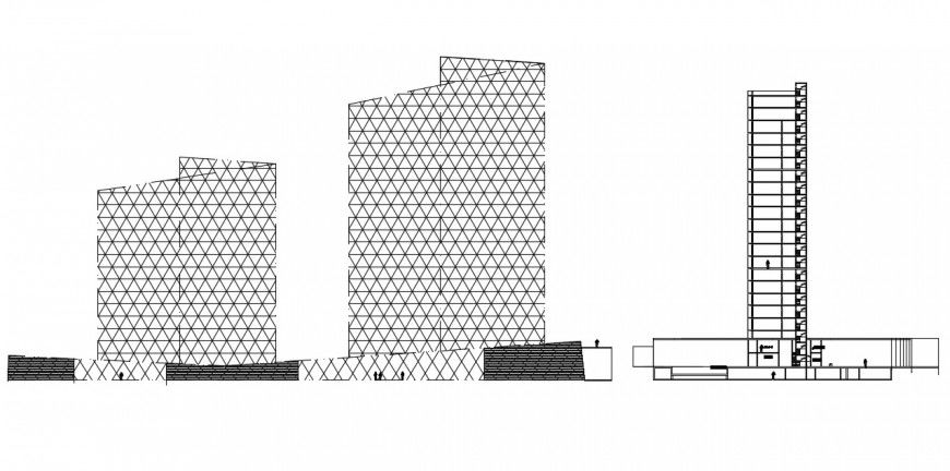 2d cad drawing of hotel long building autocad software